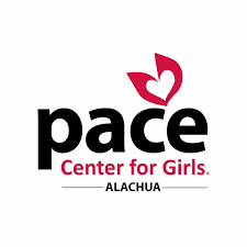Image shows black and pink text that reads "Pace Center for Girls Alachua"