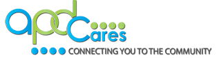 Agency for Persons with Disabilities logo, text reads "APD Cares Connecting You to the Community"