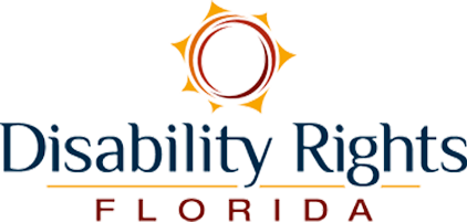 Image includes a picture of a sun over text that reads "Disability Rights Florida"