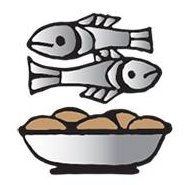 two fish above a bowl of food