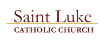 Saint Luke Catholic Church red letters on a white background