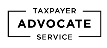 black letters on a white background that say taxpayer advocate service